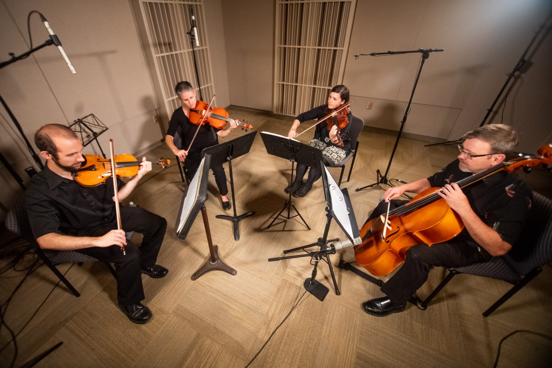 Sempre Dolce performing in the studio.