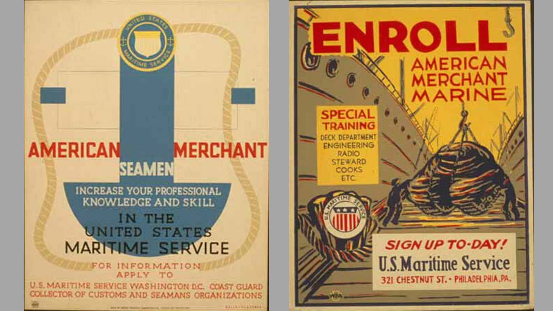 World War II Posters: Merchant Marine Training or return to sea