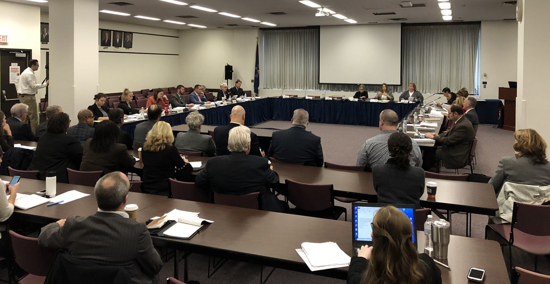 The state Board of Education meeting on Thursday, Nov. 14. Members are considering Erie's proposal for a new community college.