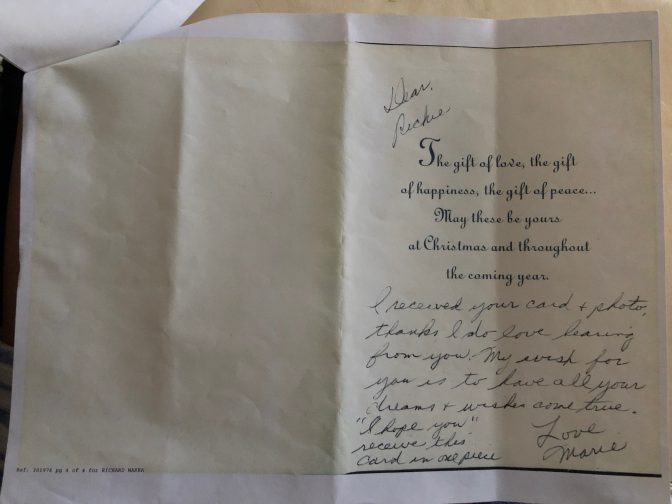 Photocopy of card mailed to prisoner