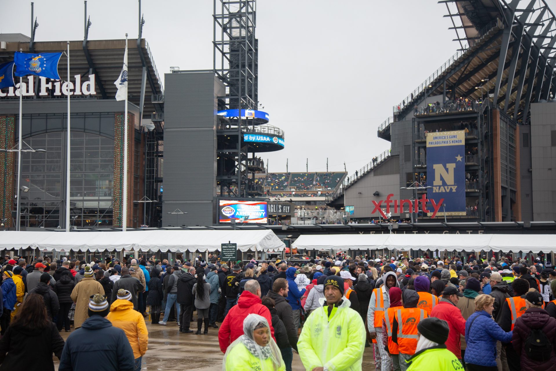Thousands gather at Lincoln Financial Field for 120th Annual Army-Navy Game on December 14th 2019 in Philadelphia, PA.