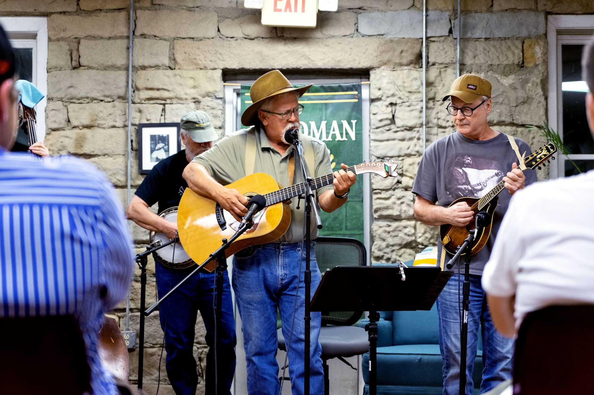 Doug Naselroad (middle) and his band the 'Troublesome Boys' play at the Knott County Downtown Radio Hour. The recorded open mic is hosted once a month.