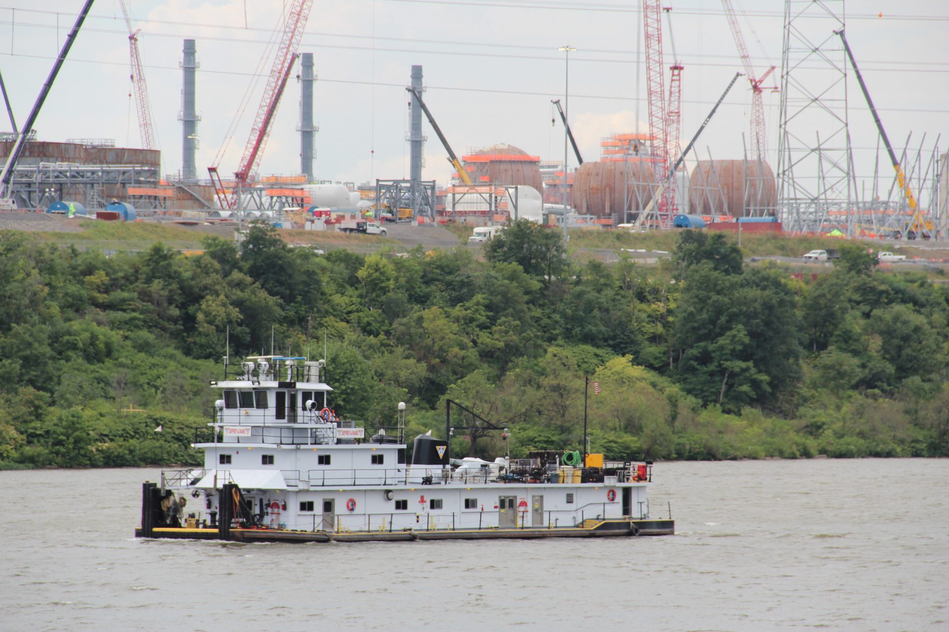 Shell's ethane cracker plant, under construction in June 2019, is seen from the Ohio River.