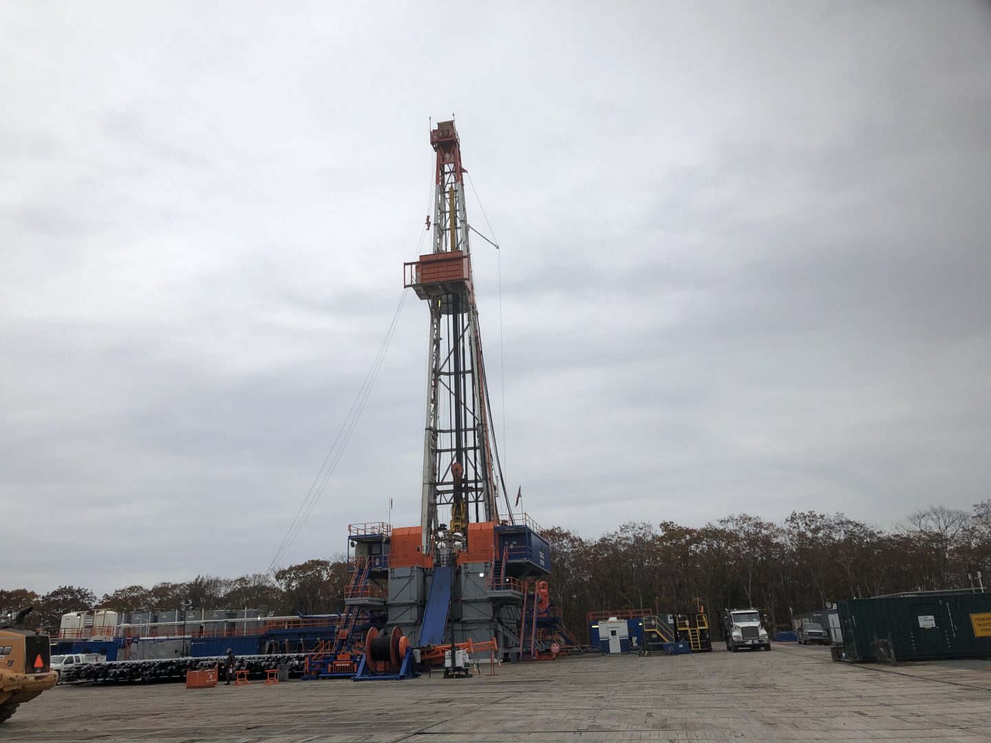 An active drill site on state forest land in Tioga County, Oct. 2019. The Seneca Resources well will tap the Utica Shale  formation.