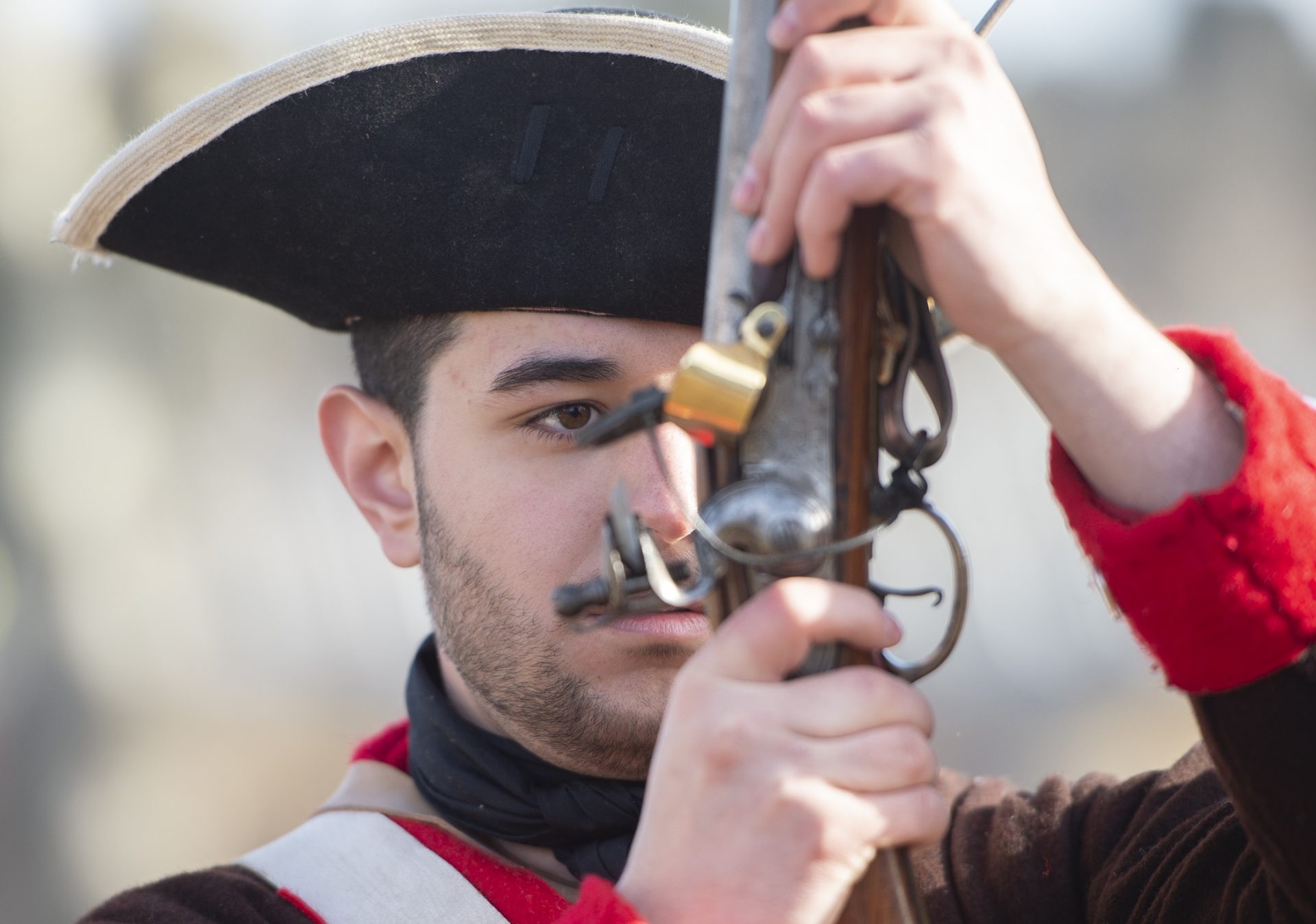 Chris Benitez drills with fellow members of the 3rd New Jersey Regiment.