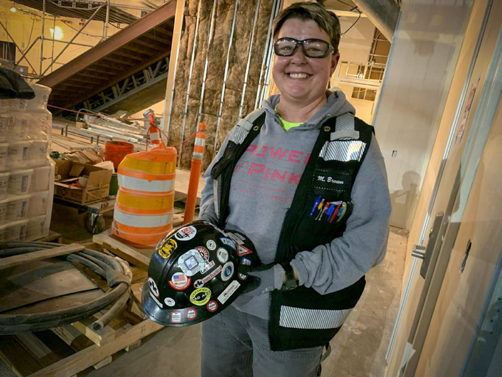 Over the course of 31 years working in construction, Michelle Brown has endured three co-workers' suicides. Her hard hat bears the name "Momma," recognition of her caring approach on the job.