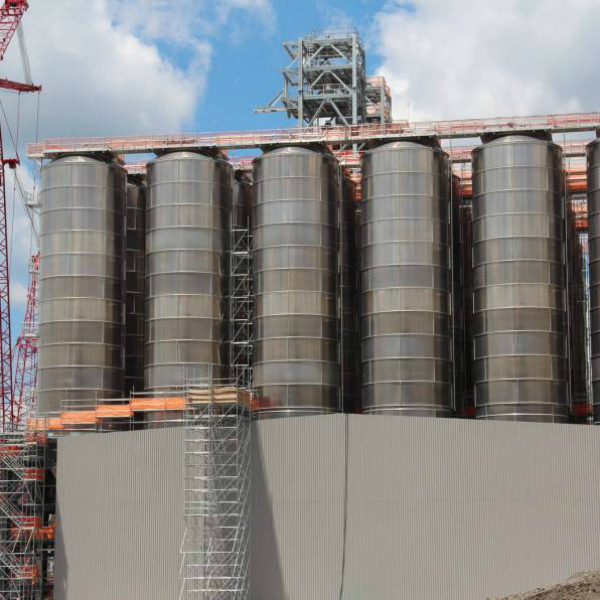 These tanks, shown here in June 2019, will hold the plastic pellets produced by Shell’s ethane cracker. According to Shell, 1.6 million metric tons of plastic will be produced there annually.