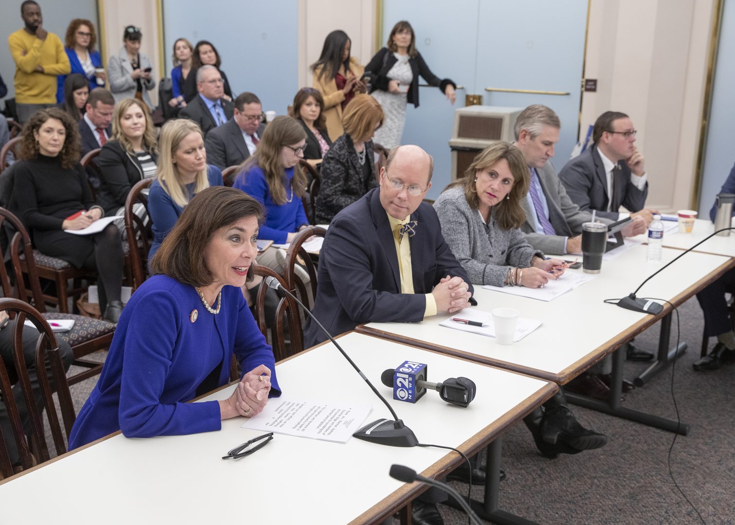 FILE PHOTO: State Sen. Kristin Phillips-Hill, R-York, (left) speaks in support of Senate Bill 60, also known as the “Buyer Beware Act,” during a House Judiciary Committee hearing on Jan. 14, 2020. Also pictured, from left: state Rep. Paul Schemel, R-Franklin, Rep. Sheryl Delozier, R-Cumberland, Rep. Todd Stephens, R-Montgomery and Rep. Matt Dowling, R-Fayette/Somerset.
