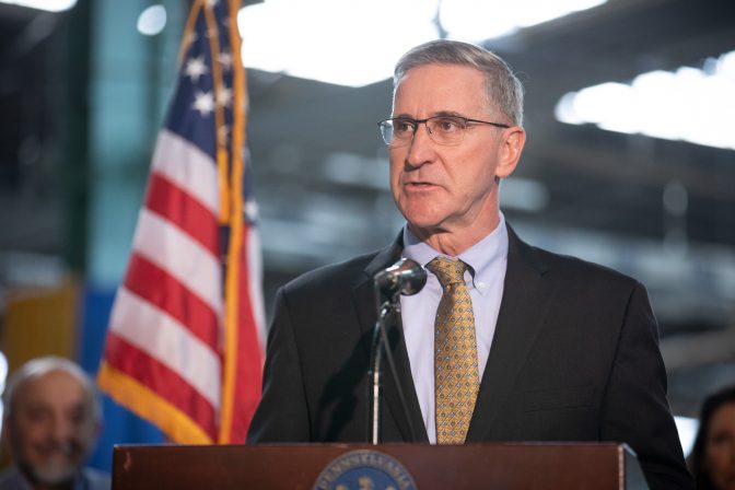 Secretary of Agriculture Russell Redding speaks at the Pennsylvania Farm Show butter sculpture unveiling on Jan. 2, 2020.