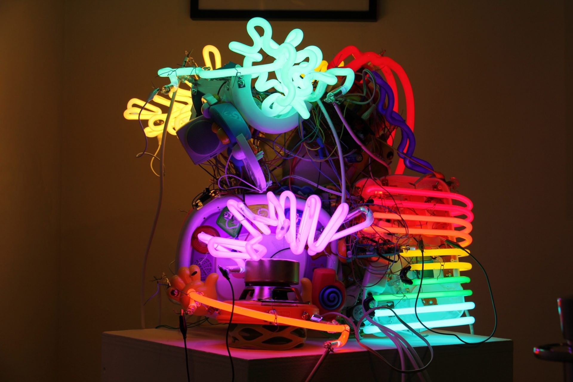 James Akers created two neon sculptures for the show. 