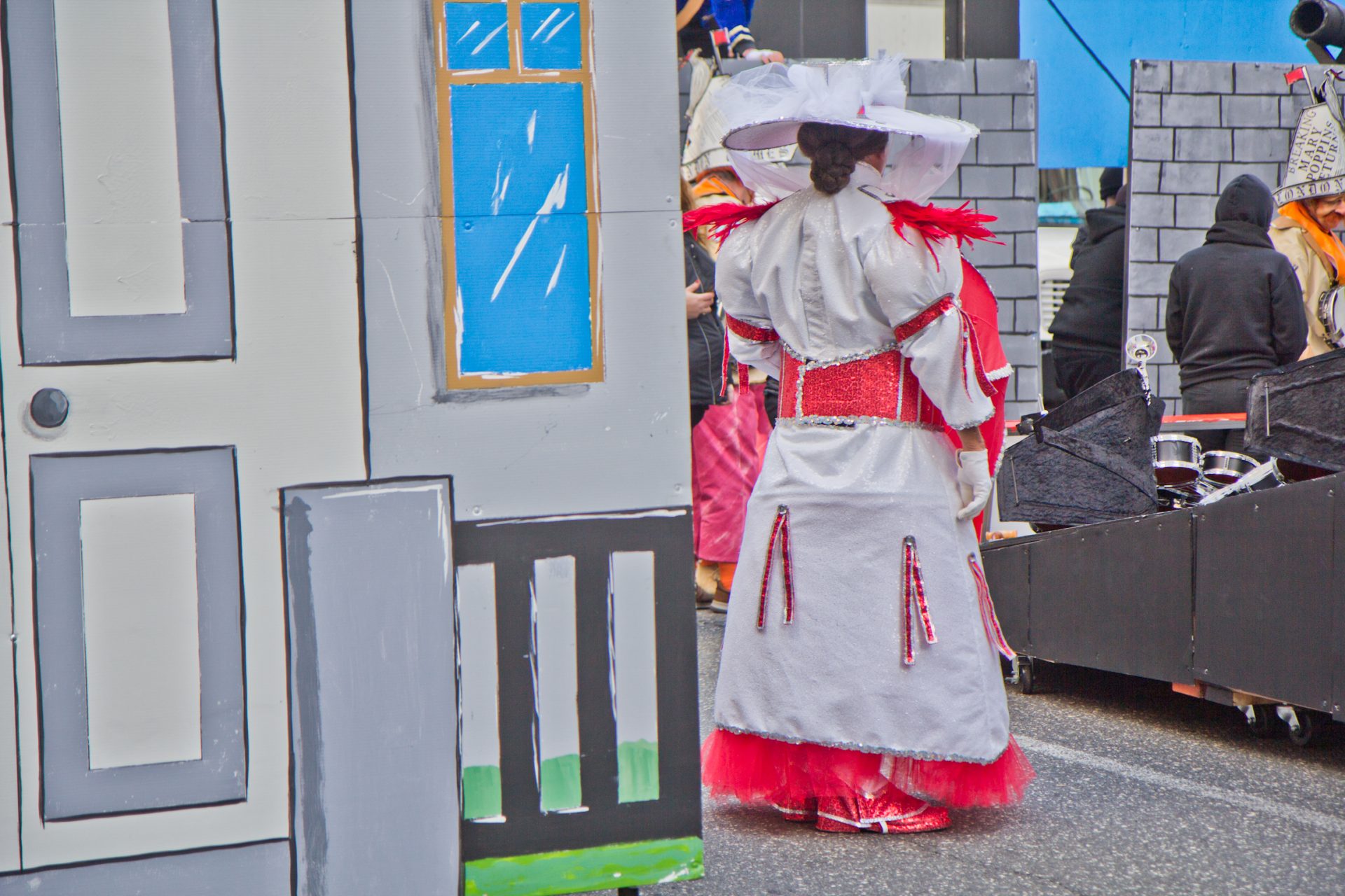 Jimmy Driadon, captain of the Greater Overbook String Band, celebrate’s his 70th parade dressed up as Mary Poppins.