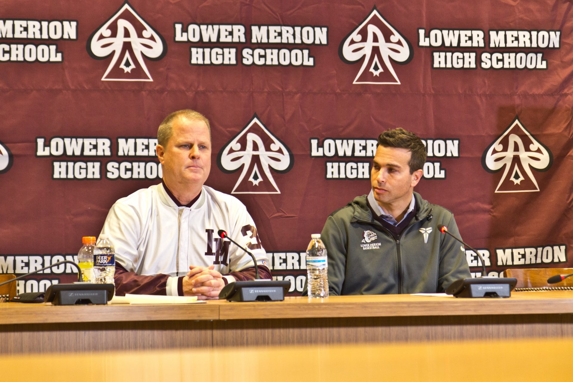 Kobe Bryant’s former coach Gregg Downer (left) and teammate Doug Young (right) held a press conference to talk about the late basketball superstar at his former high school in Lower Merion.