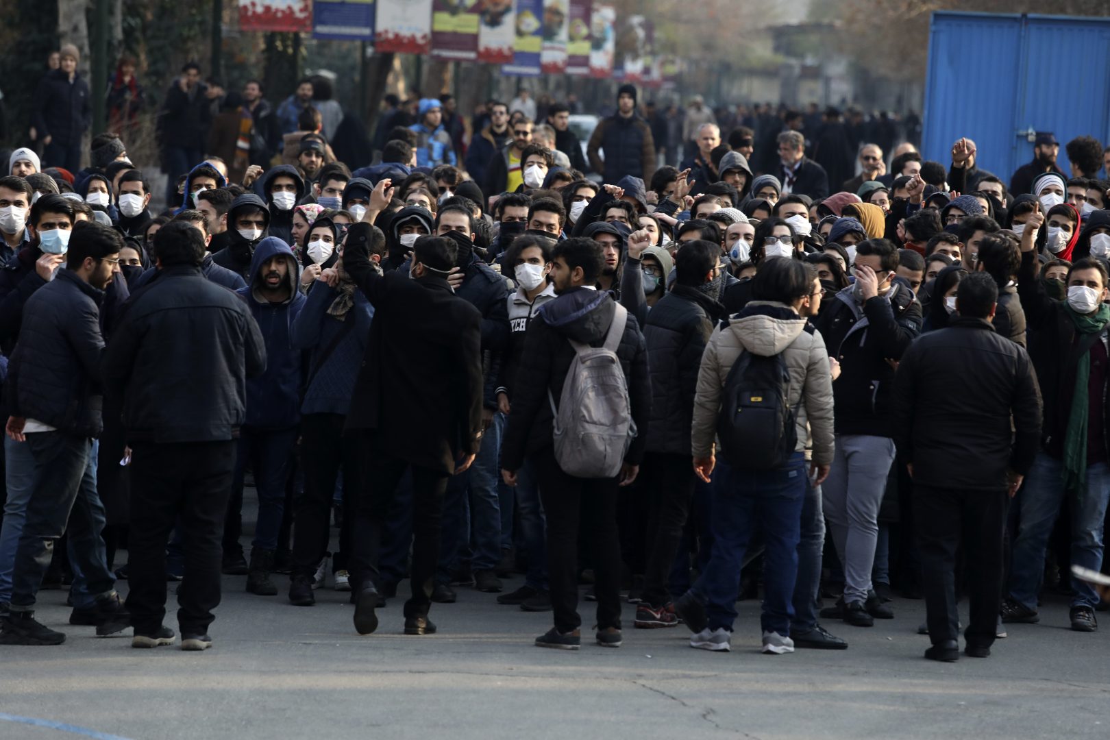 Anti-government protesters attend a demonstration blaming the government for the delayed announcement of the unintentional downing of a Ukrainian plane last week, at the Tehran University campus in Tehran, Iran, Tuesday, Jan. 14, 2020. Anti-government protesters are angered by the late announcement of the mistake by officials and military, saying an apology is not enough and all those responsible must be held accountable. Pro-government protesters say the Revolutionary Guard should not be undermined for this mistake and accuse foreign powers of stirring up unrest in the country. 