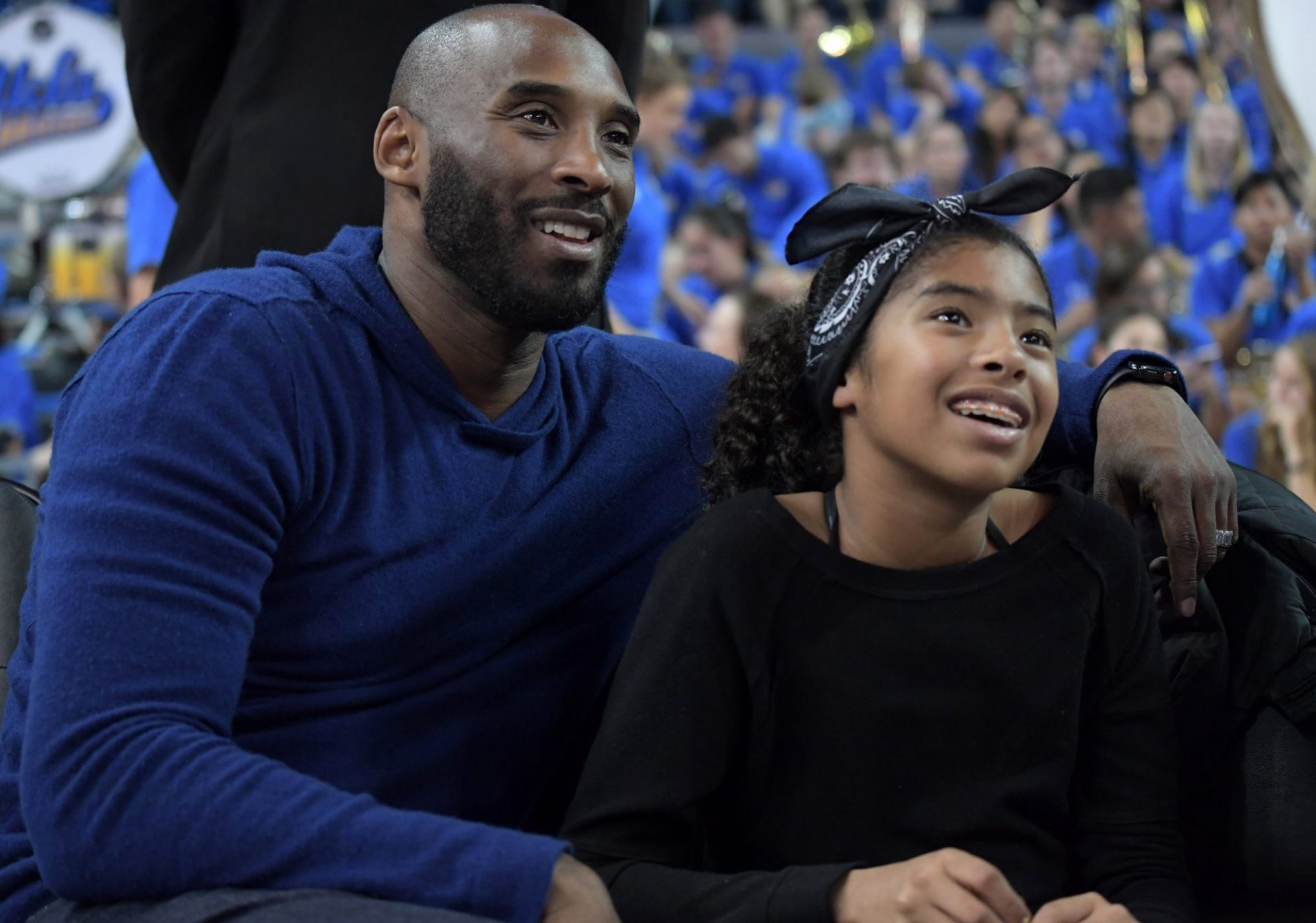 Kobe Bryant, the Los Angeles Lakers superstar with daughter Gianna Maria-Onore Bryant during an NCAA women’s basketball game. Both of them died Sunday morning, in a helicopter crash. 