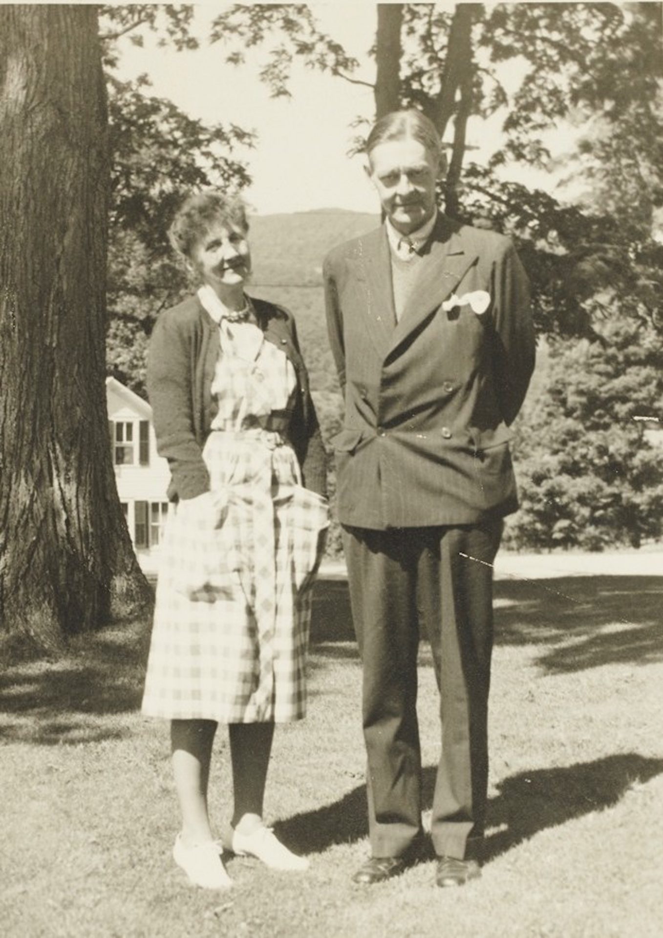 T.S. Eliot poses for a photo with Emily Hale in Dorset, Vermont, during the summer of 1946.