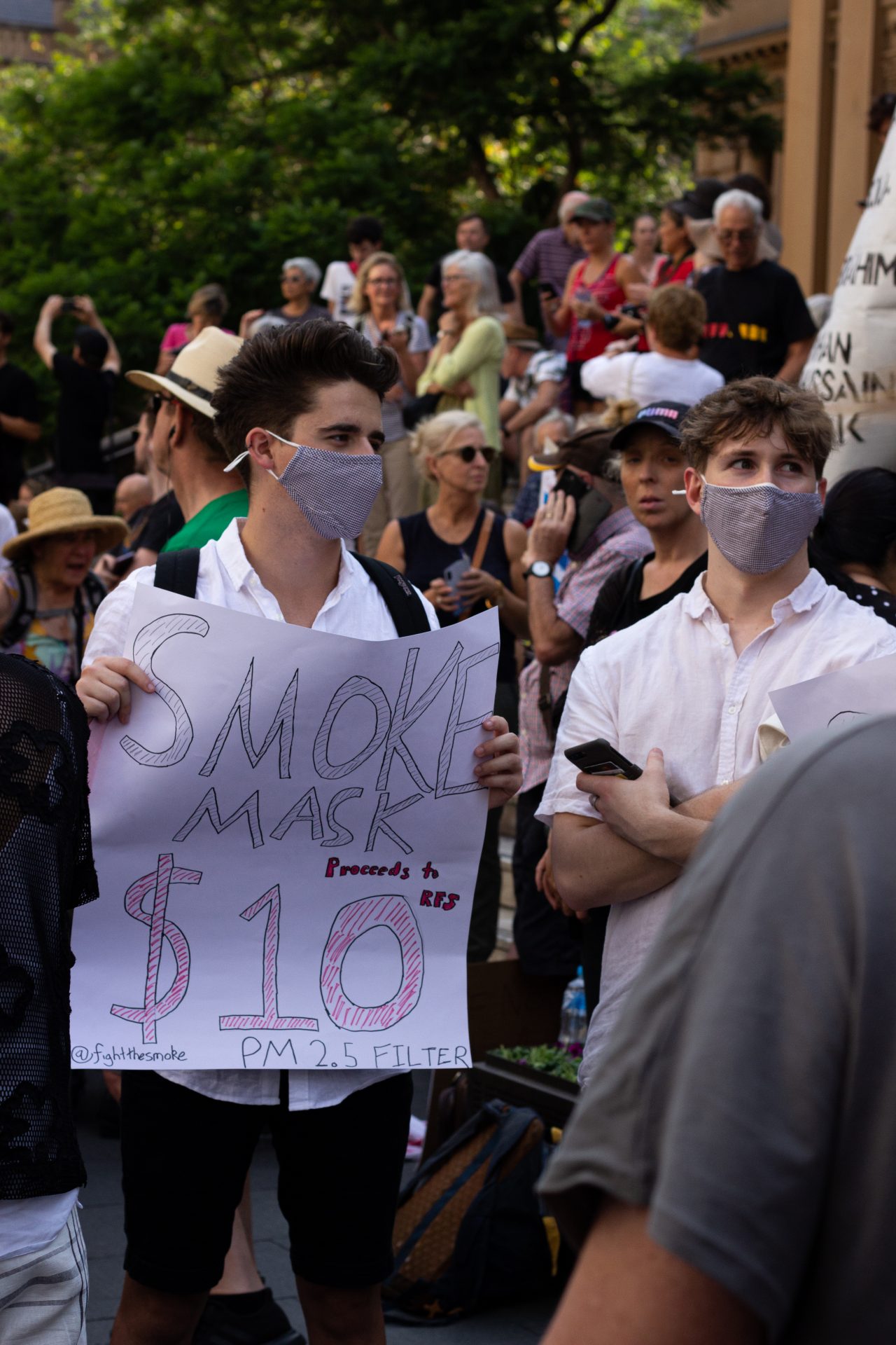 Photo taken from the climate change rally/bushfire protest in downtown Sydney, Australia, on January 10, 2020. For more photos, go to www.jordanbrownfilms.com