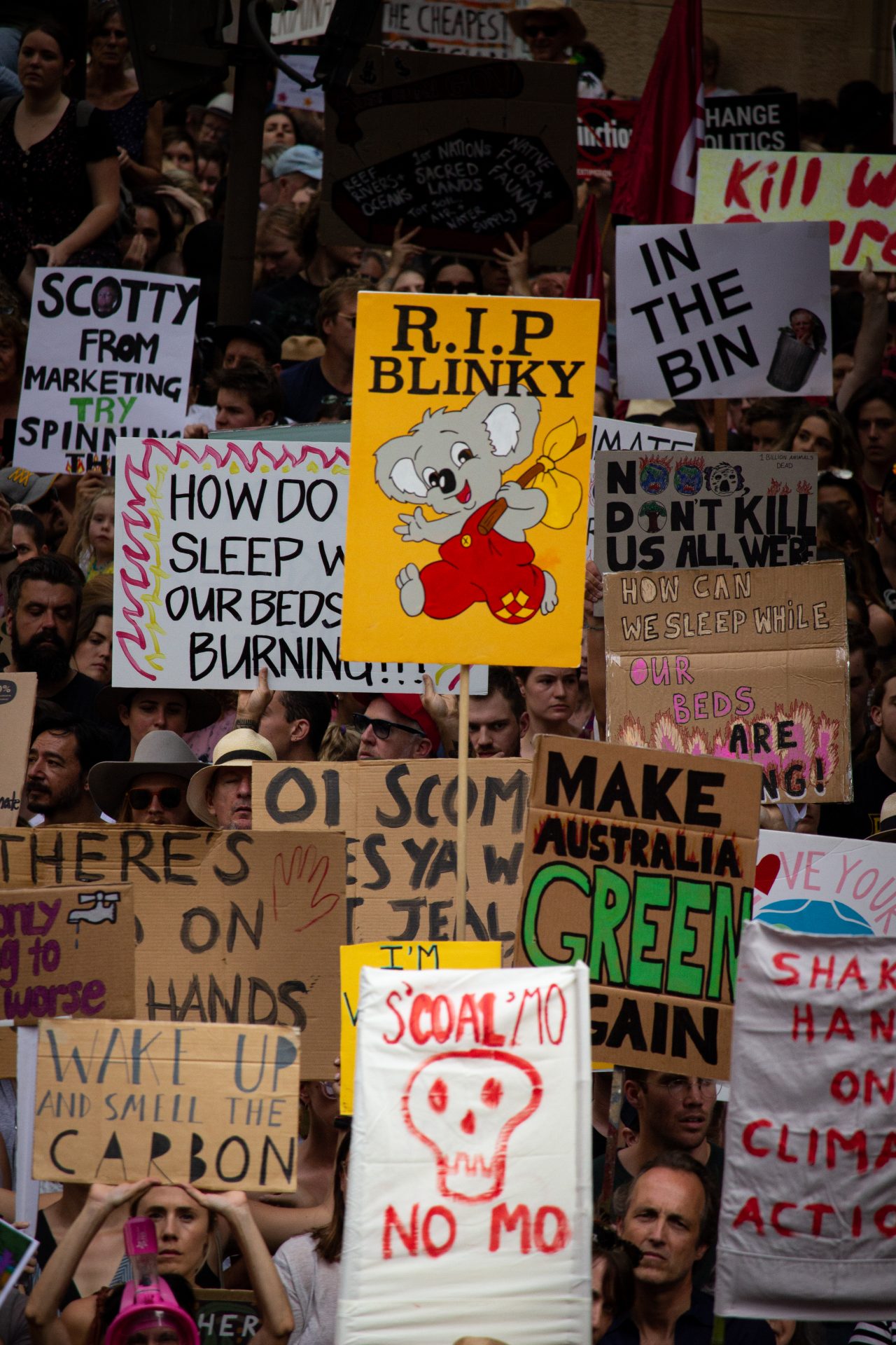 Photo taken from the climate change rally/bushfire protest in downtown Sydney, Australia, on January 10, 2020. For more photos, go to www.jordanbrownfilms.com