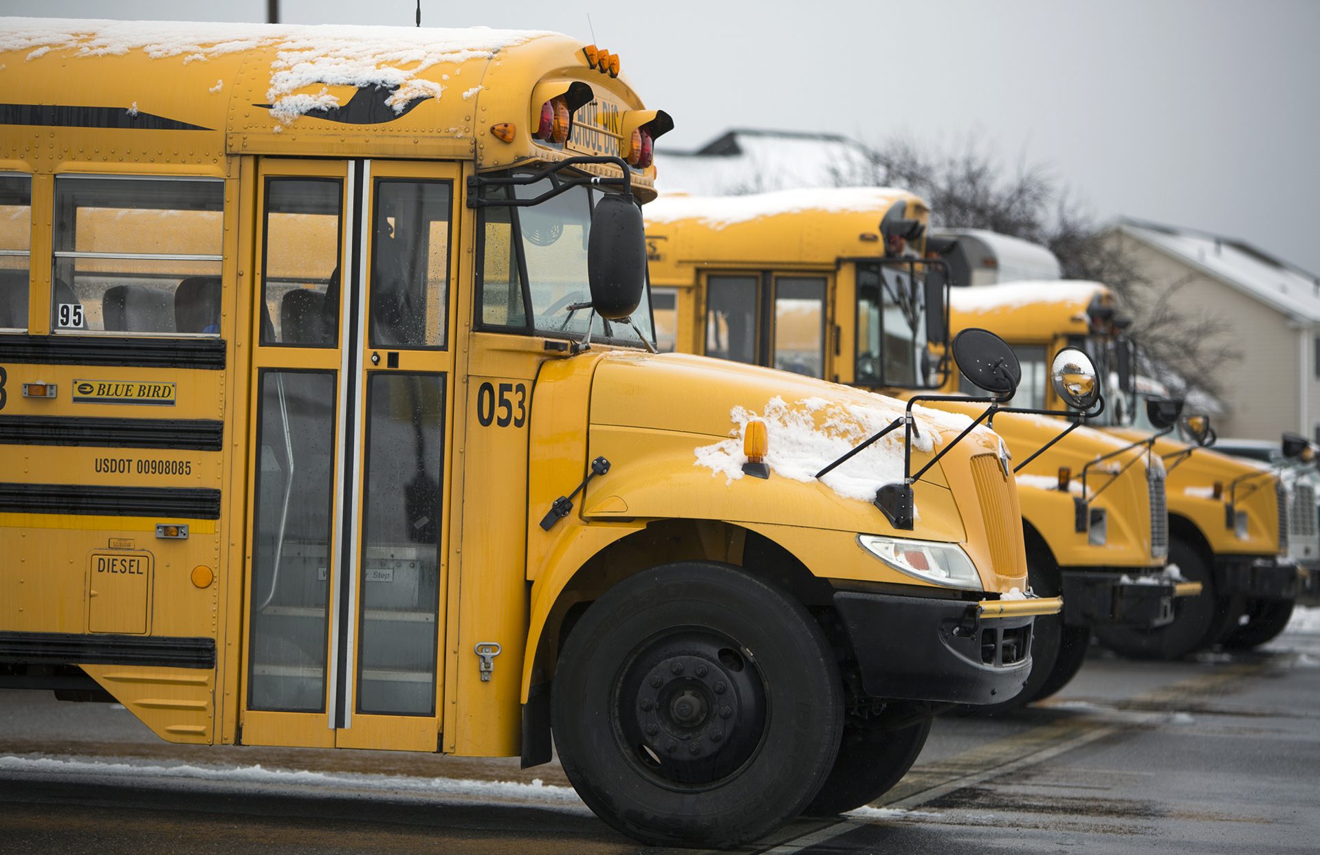 School buses stand empty and covered in snow at Cumberland Valley High School after a winter storm blew into the mid-state Wednesday morning. School's were canceled all over the area.