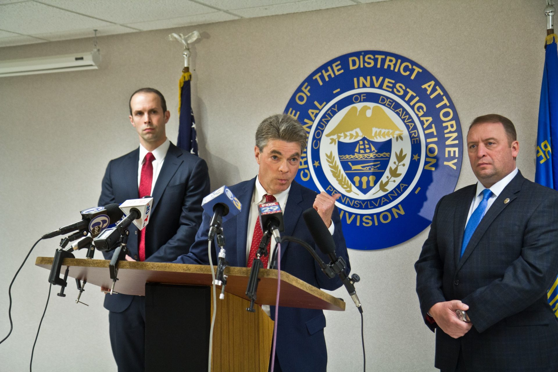 Delaware County District Attorney Jack Stollsteimer announces the dismissal of 1992 shoplifting charges against David Sheppard, who has been serving 25 years in prison