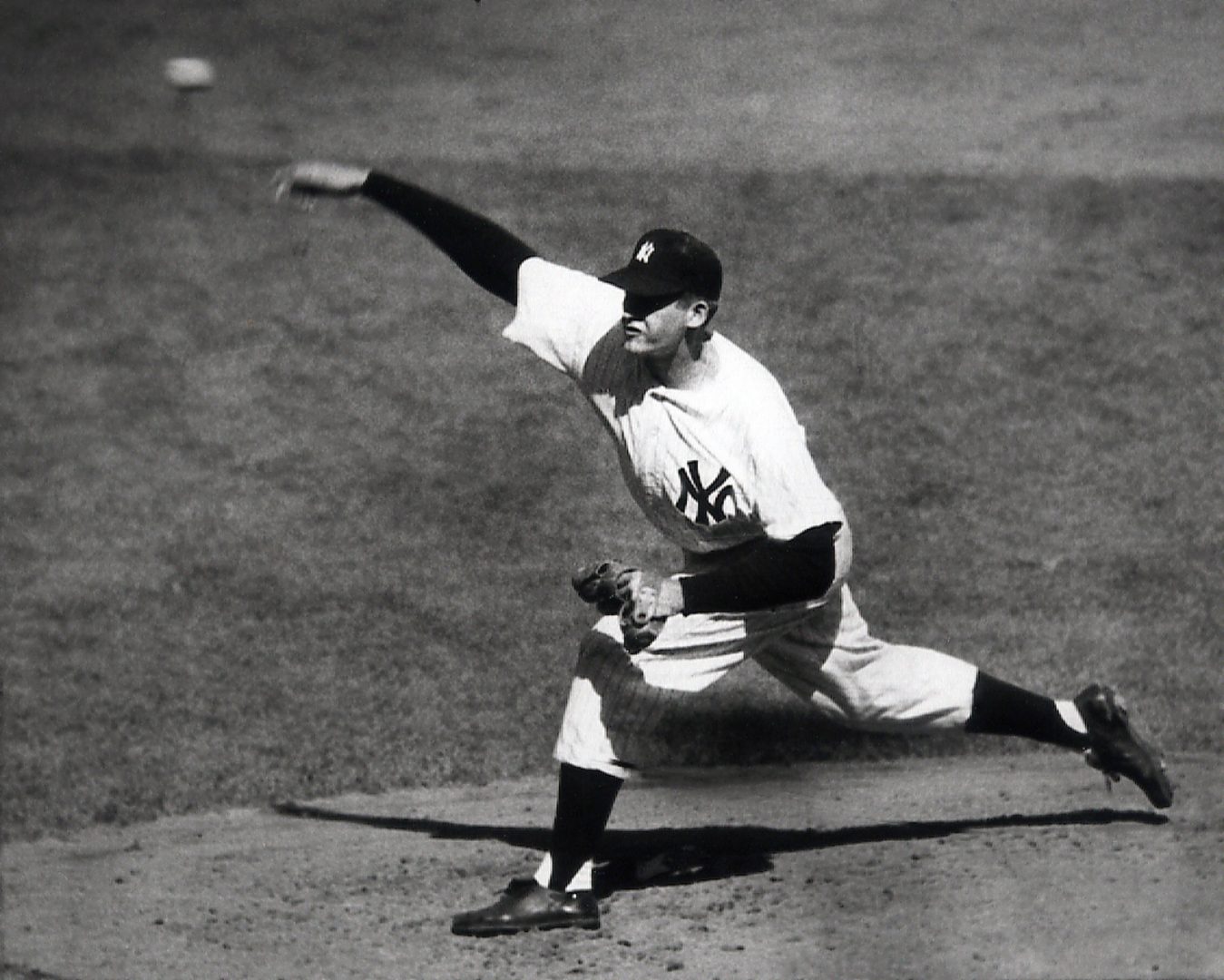 New York Yankees right-hander Don Larsen delivers a pitch in the fourth inning of Game 5 of the World Series Oct. 8, 1956 en route to the first World Series perfect game.  The Yankees won 2-0 and went on to win the series. 