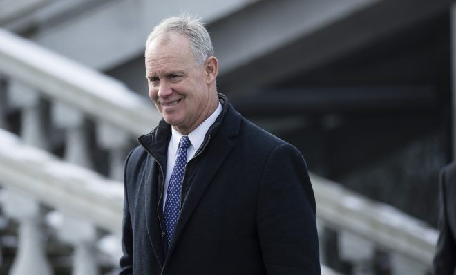 Pennsylvania Speaker of the House of Representatives, Rep. Mike Turzai, R-Allegheny, before Pennsylvania Gov. Tom Wolf takes the oath of office for his second term, on Tuesday, Jan. 15, 2019, at the state Capitol in Harrisburg, Pa. 