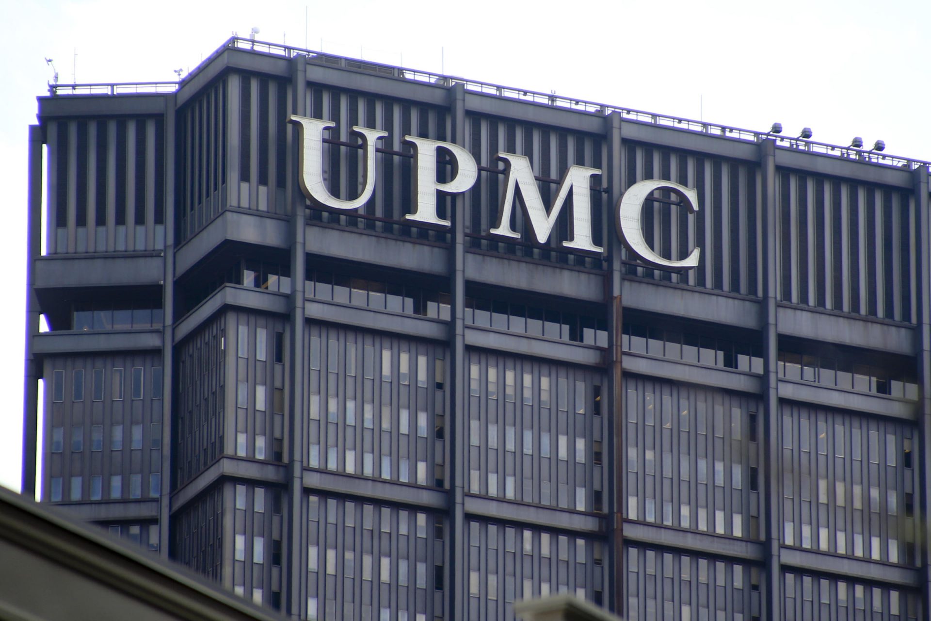 The signs marking the offices for the University of Pittsburgh Medical Center, UPMC, are seen on top of the U.S. Steel tower on Monday, April 3, 2017, in Pittsburgh.