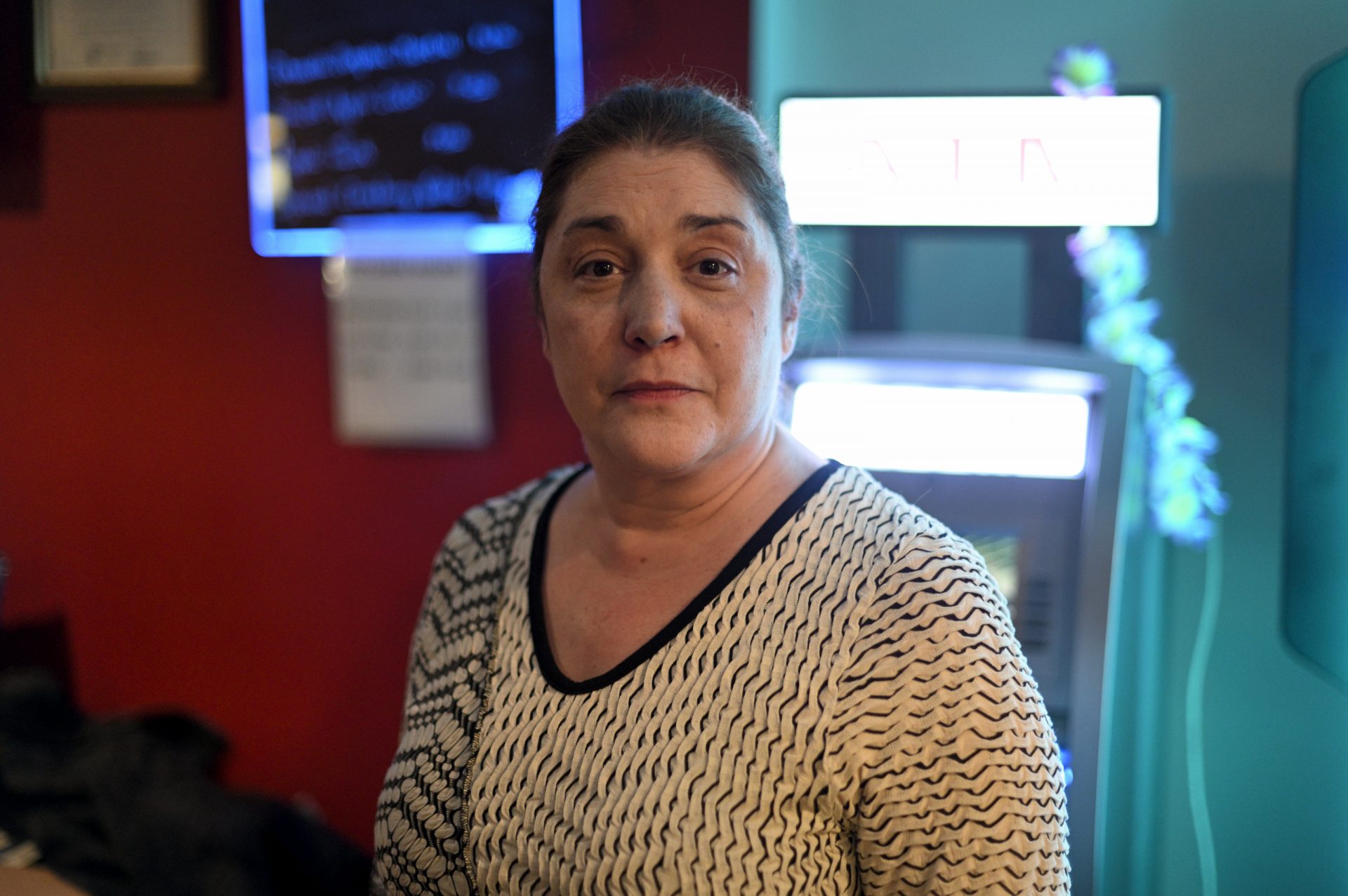 Bartender Lorene Cook at the Social Quarters of the New Ringgold Community Fire Company, in New Ringgold, PA, on December 15, 2019.