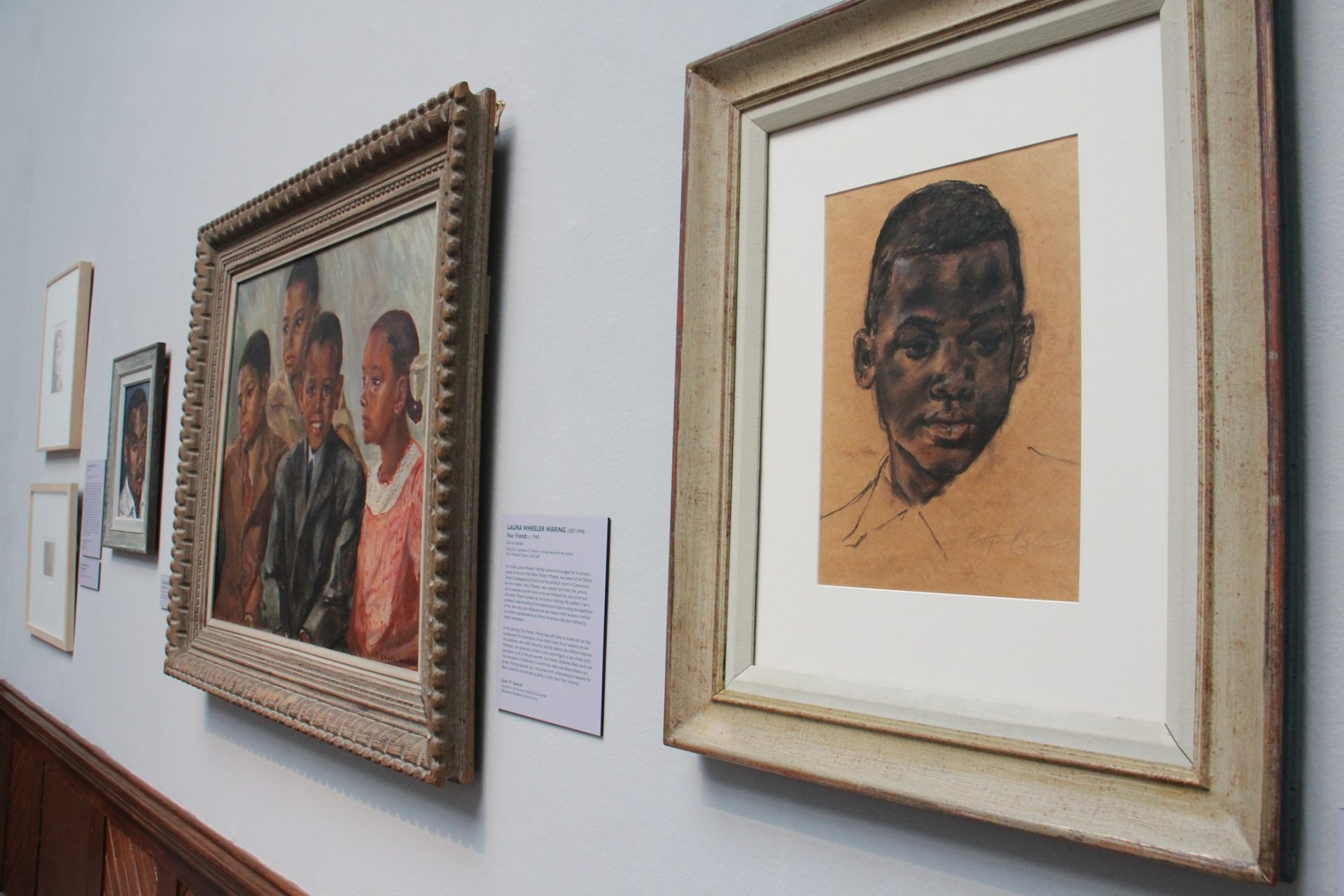 This charcoal and pastel portrait of a boy, an early work by Barkley L. Hendricks, is one of many depictions of African American children and family life in Constance Clayton's collection.