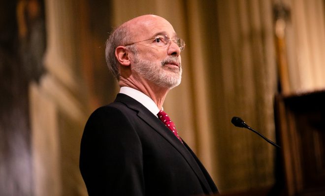 Governor Tom Wolf delivers his 2020-21 budget address in Harrisburg on Tuesday, February 4, 2020.