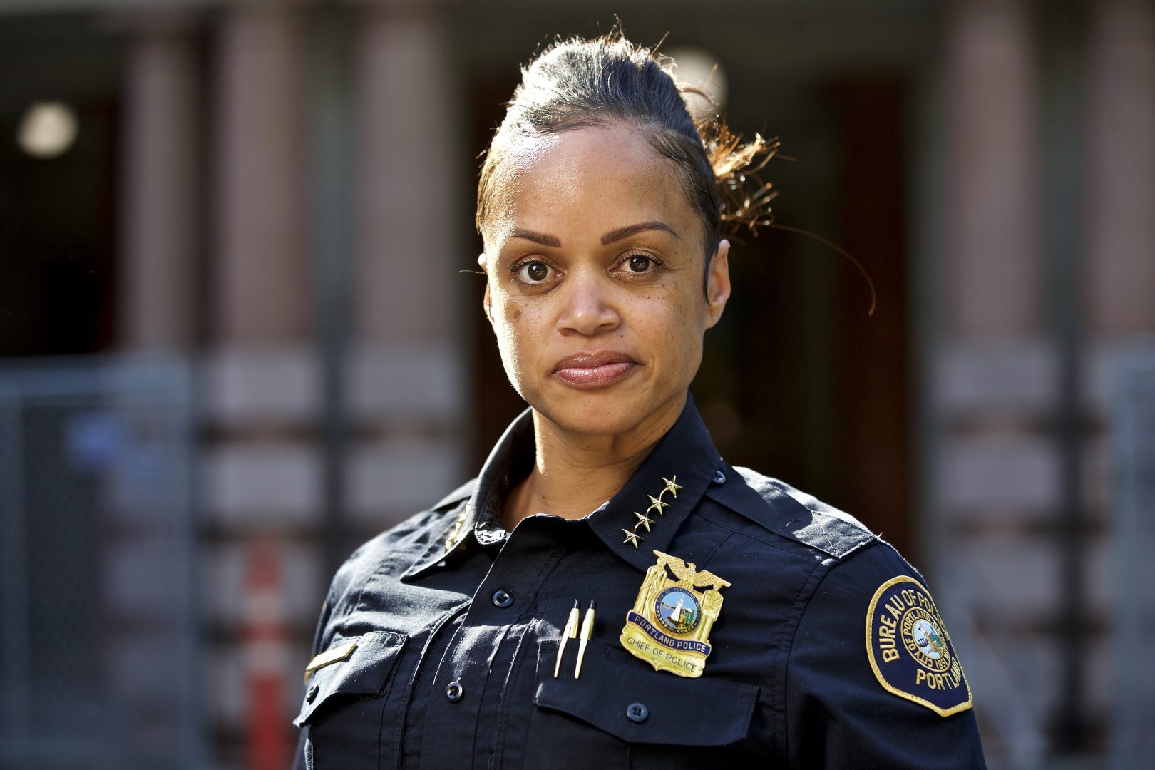 FILE - In this Aug. 5, 2019, file photo, Portland Police Chief Danielle Outlaw poses for a photo in Portland, Ore. Outlaw was named  the new Philadelphia police commissioner (AP Photo/Craig Mitchelldyer, File)