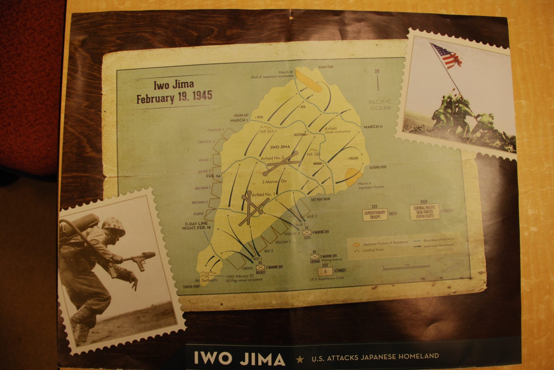 Map depicting the Battle of Iwo Jima.