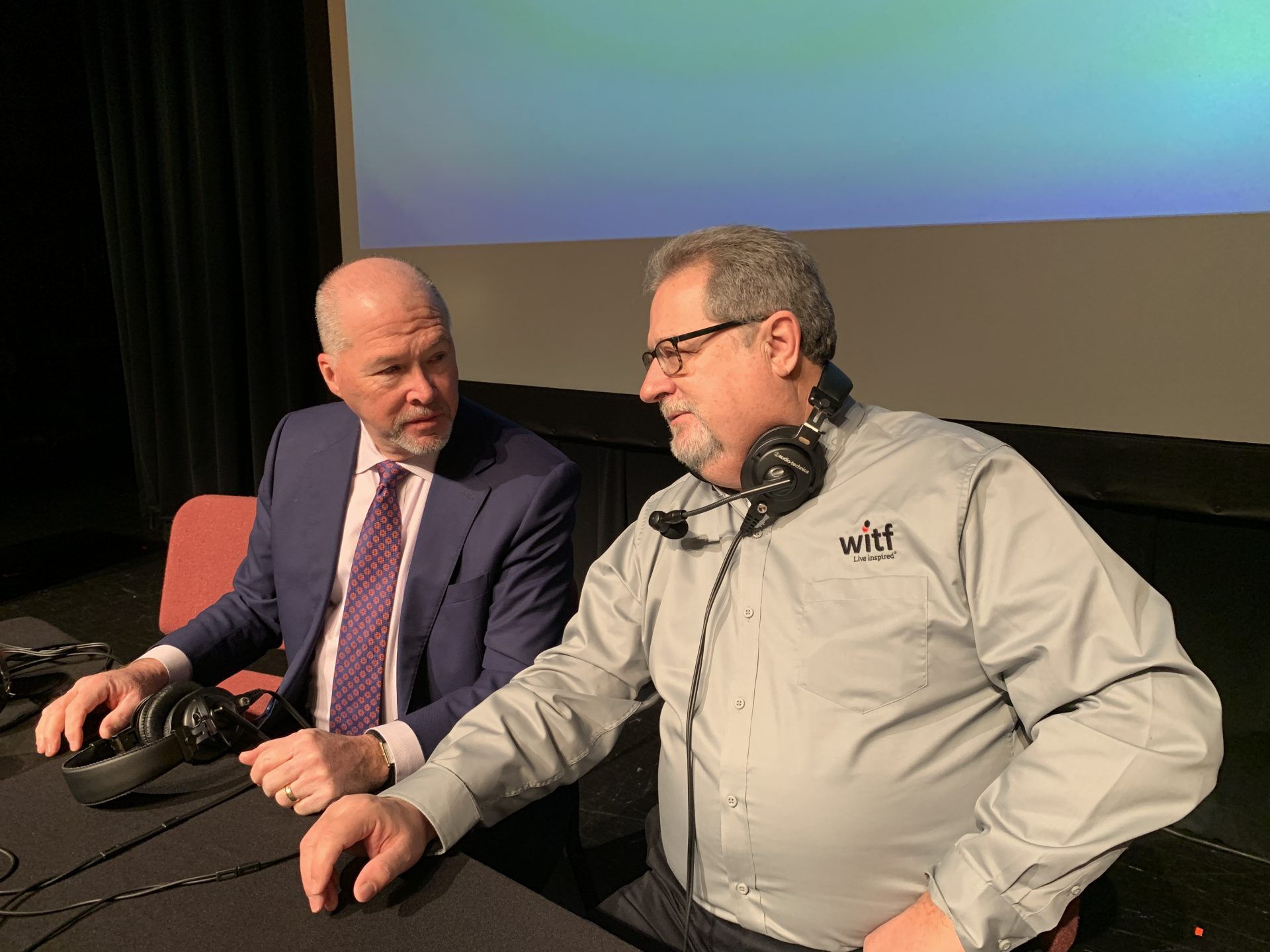 Gene Barr, President and CEO the Pennsylvania Chamber of Business and Industry, chats with Smart Talk host Scott LaMar before their segment about the demand for a technically skilled workforce.