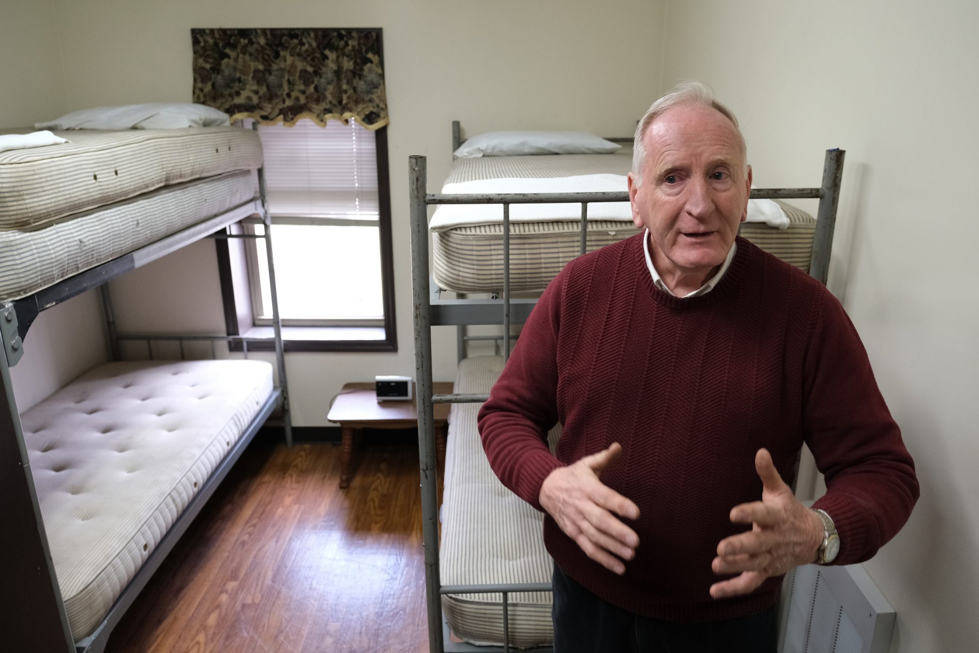 Robert Dusel talks about firefighters staying over in bunks in the past while speaking Jan. 16, 2020, at Good Will Fire Company No. 4 in Pottsville, Pennsylvania