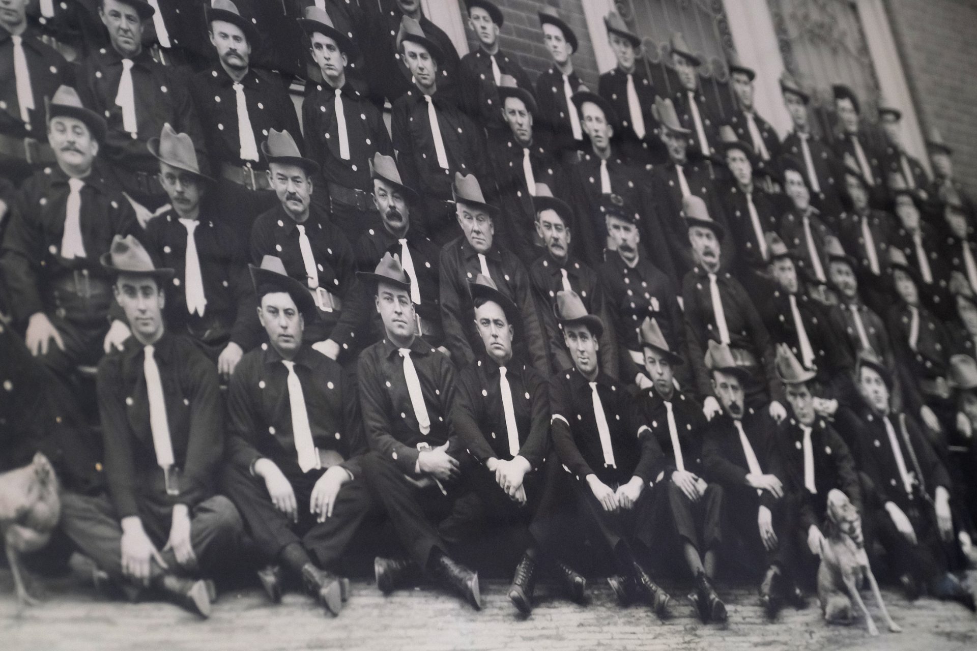 A photograph of the company of firefighters taken in the early 20th century is displayed Jan. 16, 2020, at Good Will Fire Company No. 4 in Pottsville, Pennsylvania.