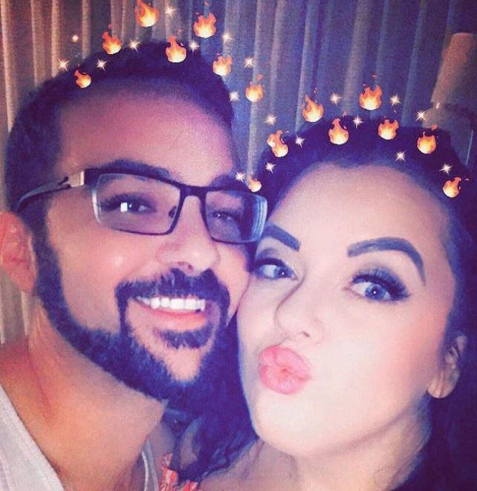 Instagram selfie of Kerie Trimble and her husband John. Trimble often posts photos of her and her John, along with videos and images of her preforming burlesque.