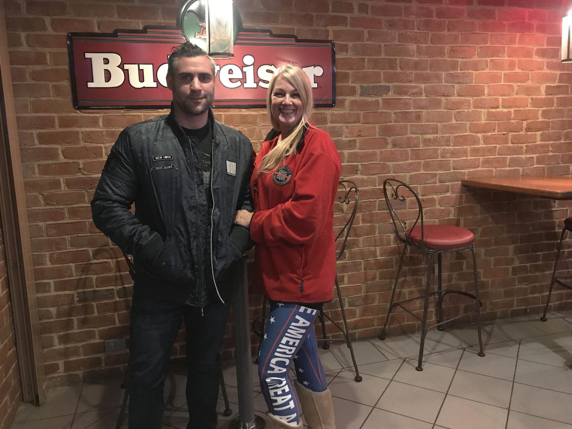 Jacob, left, and Diana Fritts attended the watch party in Altoona Tuesday.