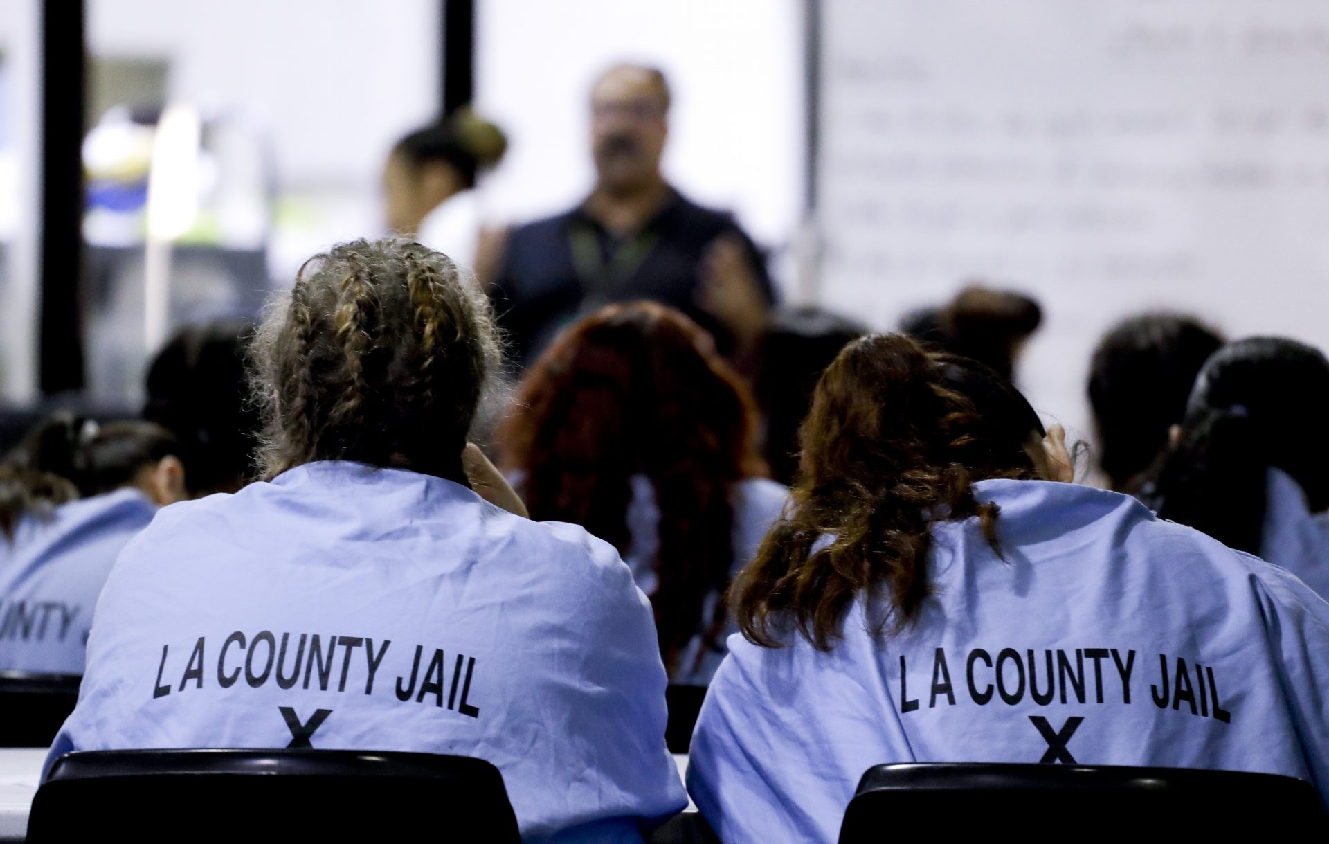 Inmates listen during a program at the Twin Towers Correctional Facility on April 27, 2017, in Los Angeles. In the past decade, the number of inmates housed here has skyrocketed.