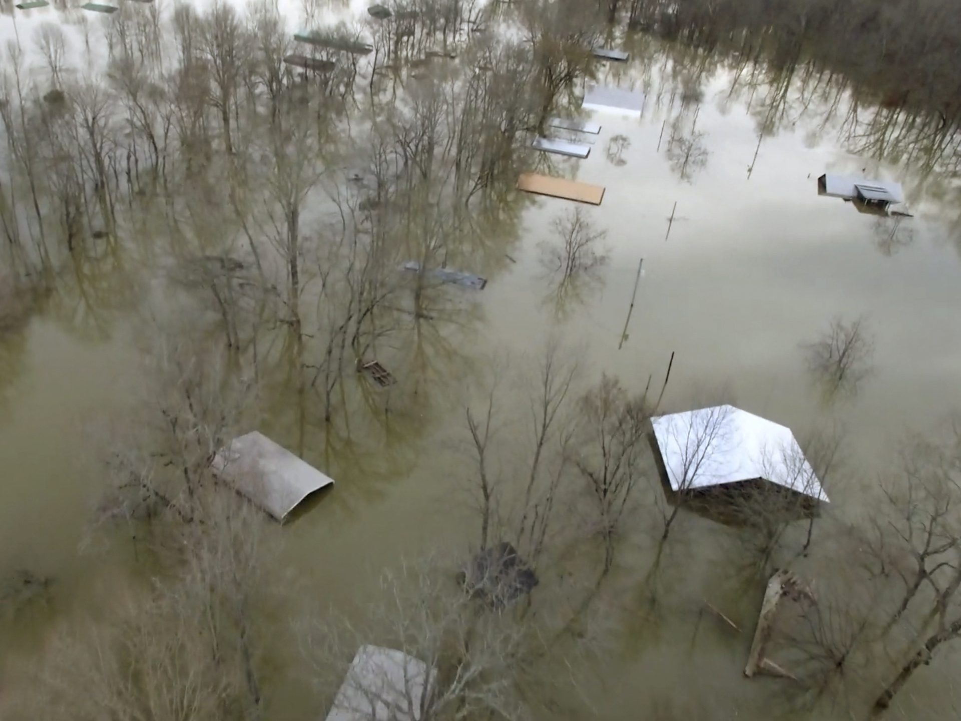 Buildings were underwater on Saturday in Savannah, Tenn., after days of heavy rain in the area.