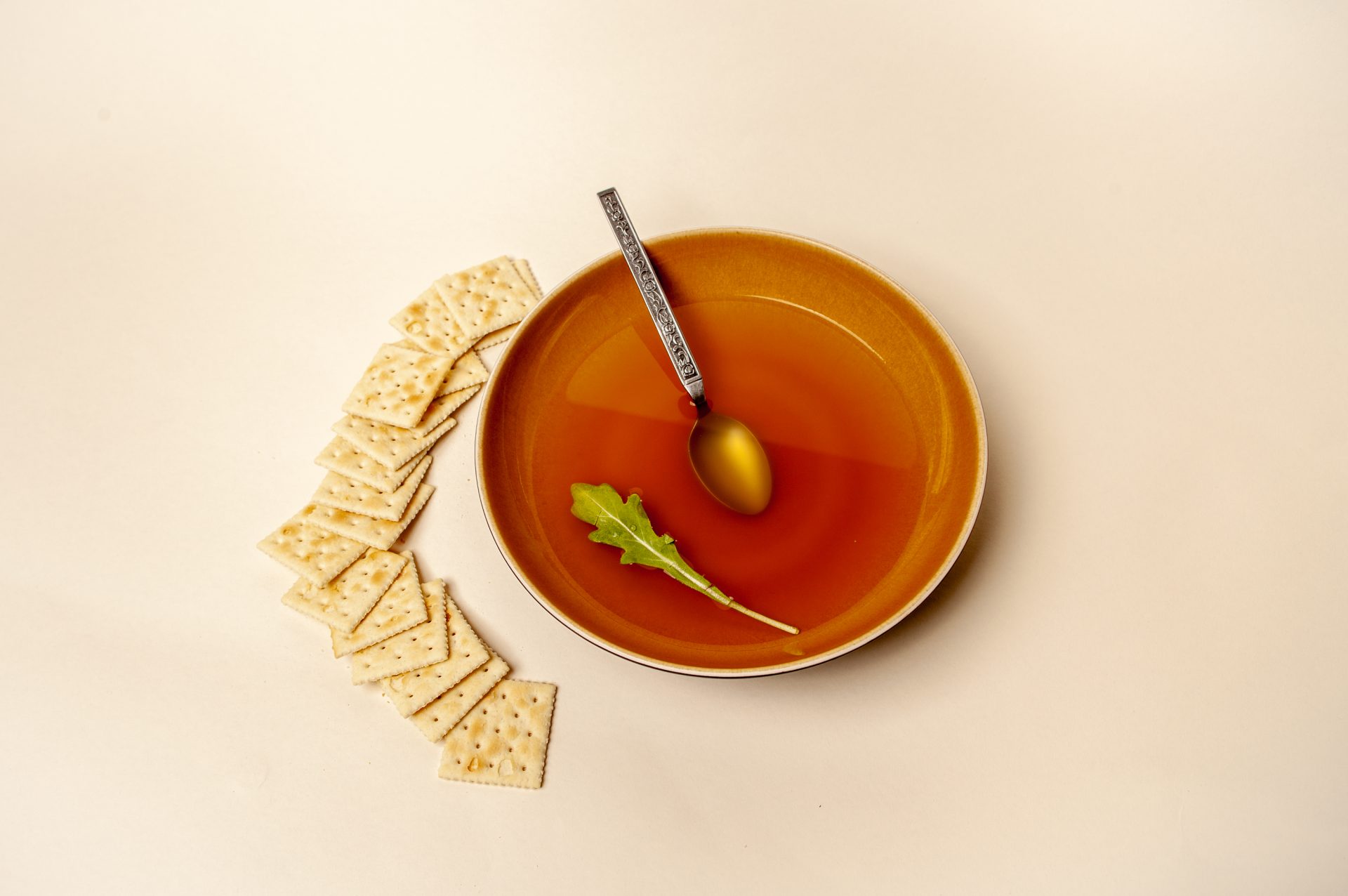Soup and crackers.