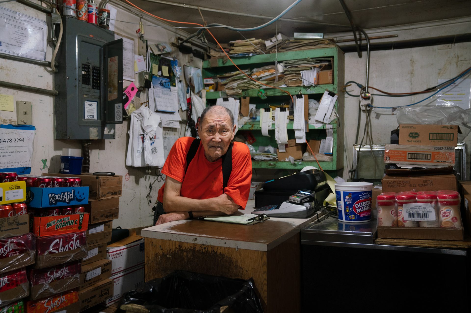 Larry John owns John's Store, the oldest of Toksook Bay's three convenience stores.