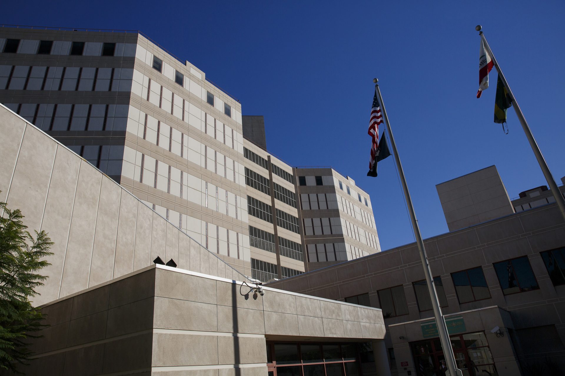 The Los Angeles County Sheriff's Department Twin Towers Correctional Facility stands in Los Angeles in 2014. Conditions for mentally ill inmates in Los Angeles County have been a focus of federal probes since 1997.