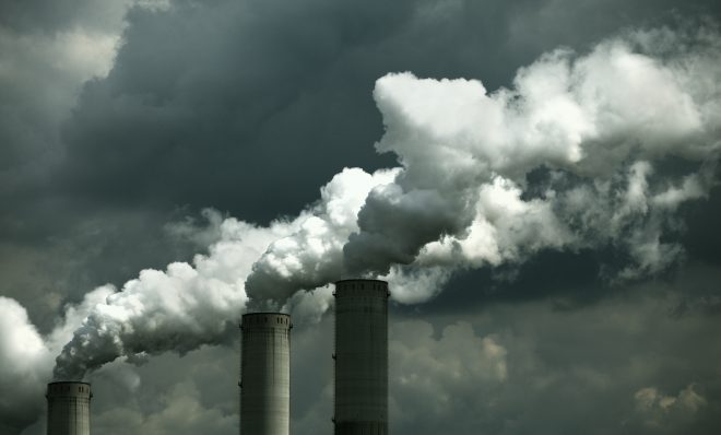 Pollution coming from a coal burning power plant.