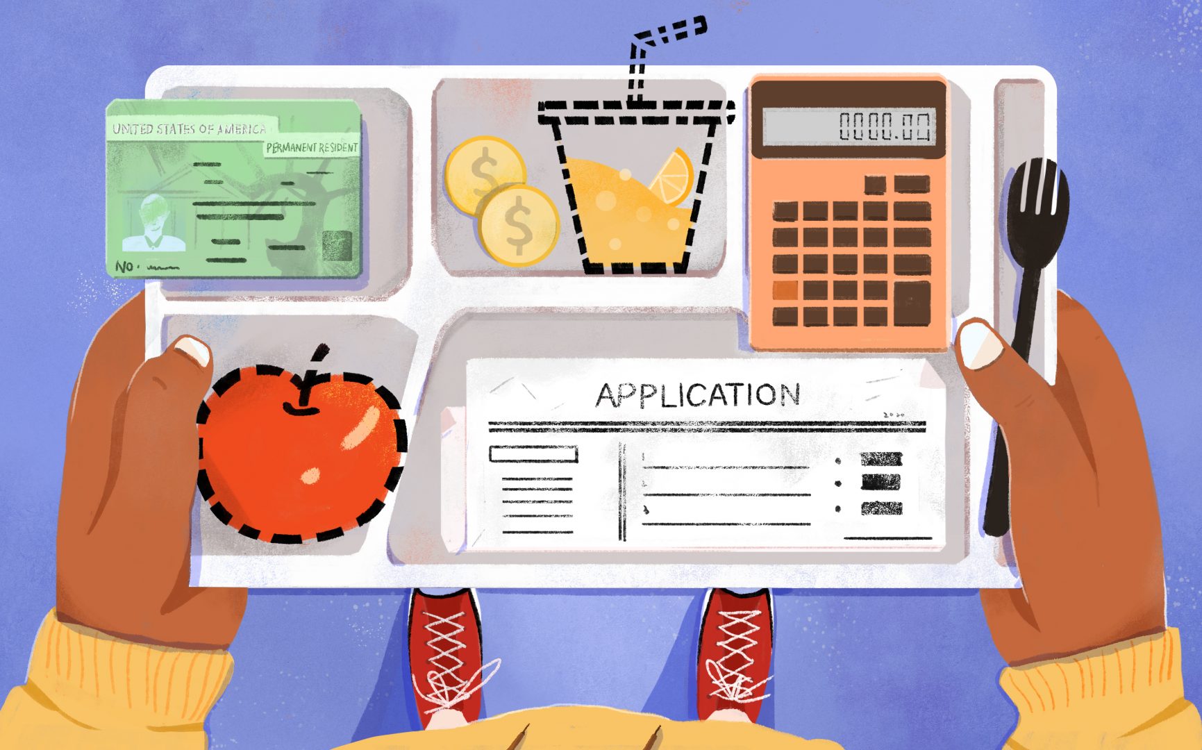 This illustration shows an application for school lunch