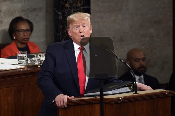 President Donald Trump delivers his State of the Union address to a joint session of Congress on Capitol Hill in Washington, Tuesday, Feb. 4, 2020.