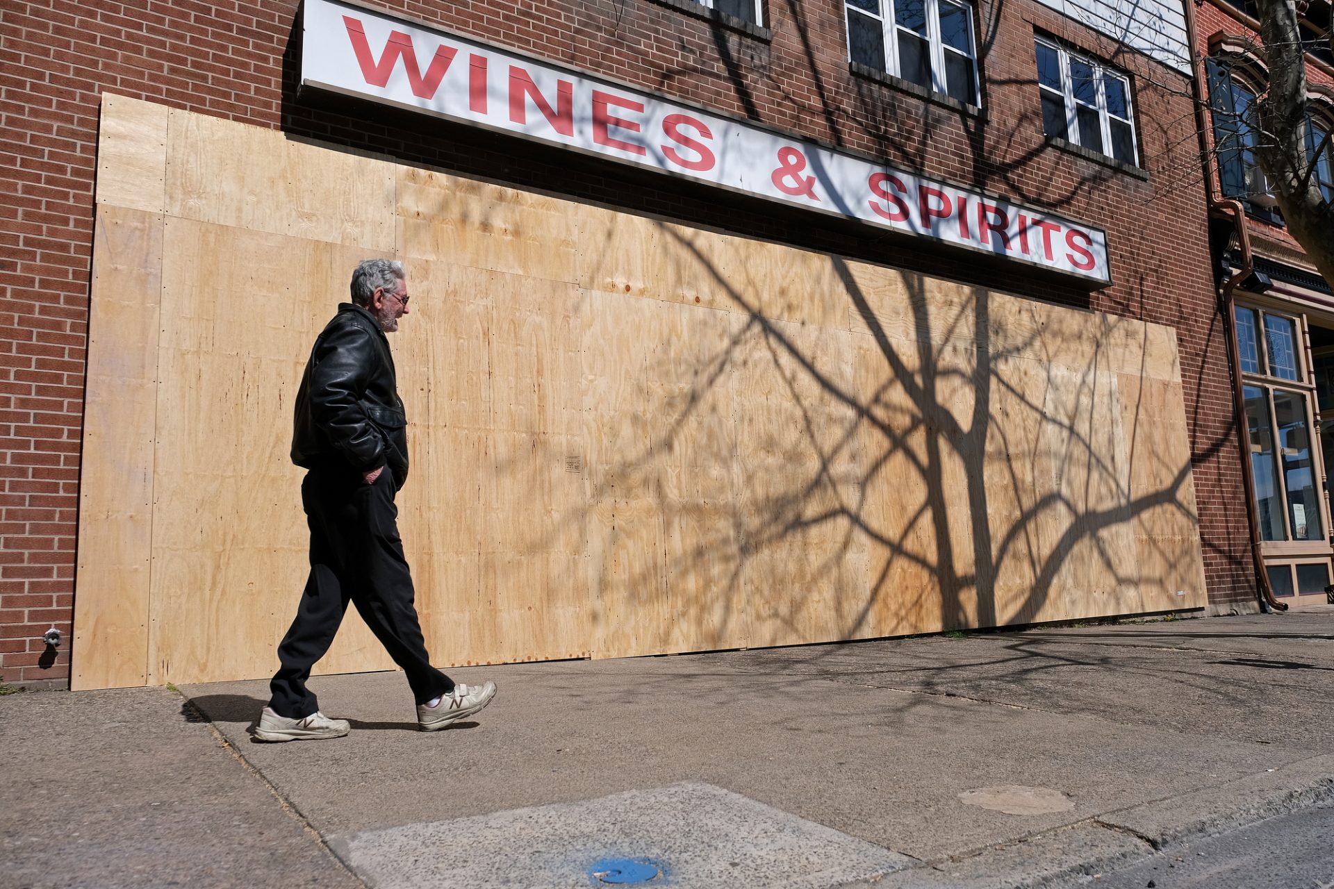 A boarded up Wine and Spirits store in Easton, Pennsylvania.