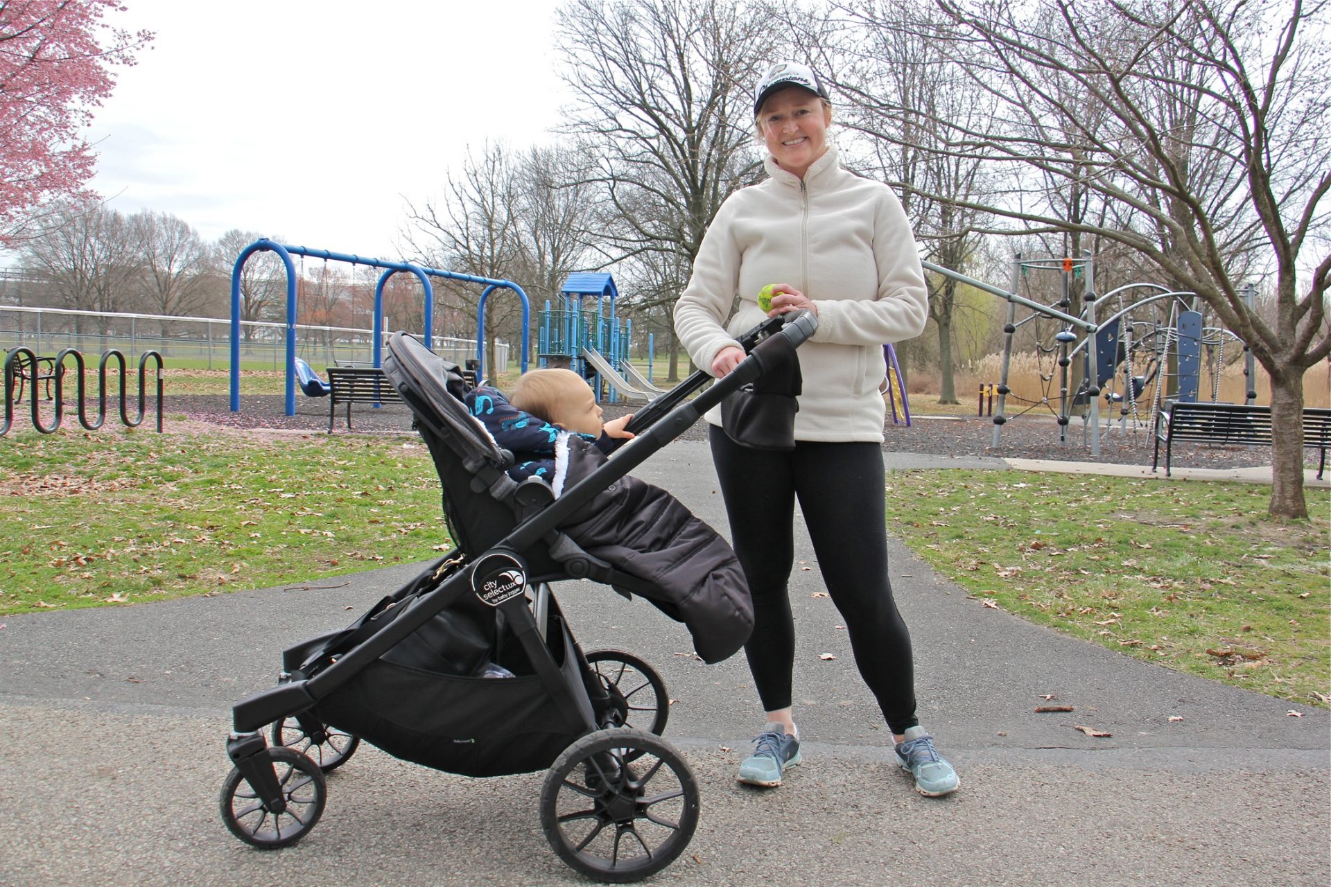 Veronika Ferris visits FDR Park in South Philadelphia with her 1-year-old son.