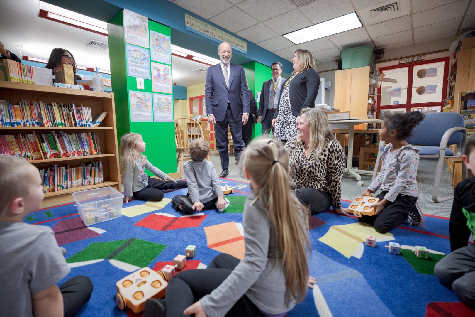 FILE PHOTO: In this Nov. 15, 2019 photo Governor Tom Wolf visits a kindergarten in Prospect Park, Pa.