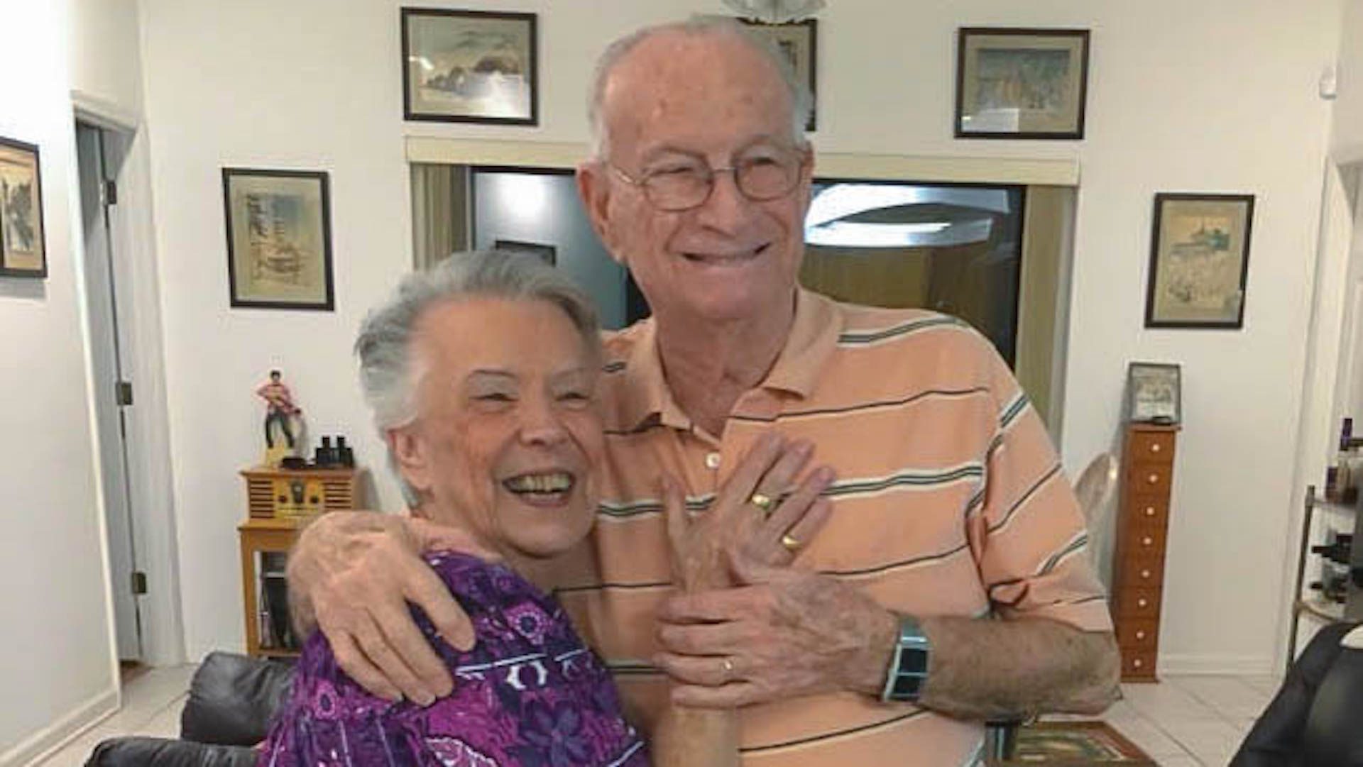 Lillan Bloodworth (left) with her late husband John Bloodworth, at their home in Gulf Breeze, Fla. Lillian, now 92, donated 23 gallons of blood over five decades.