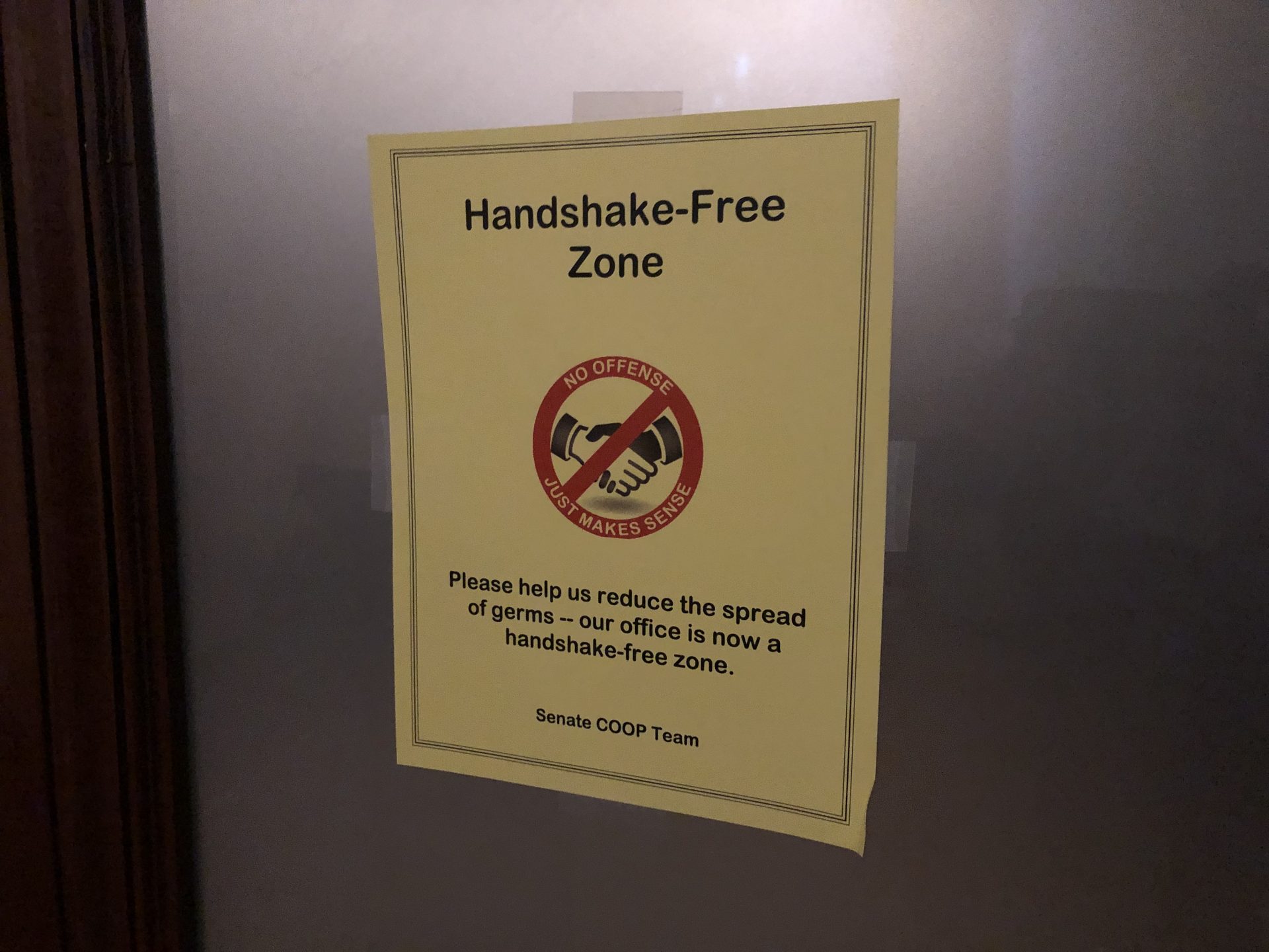 Handshake-free zone