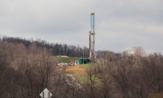 A natural gas drilling rig in Greene County, Pa. in 2016.